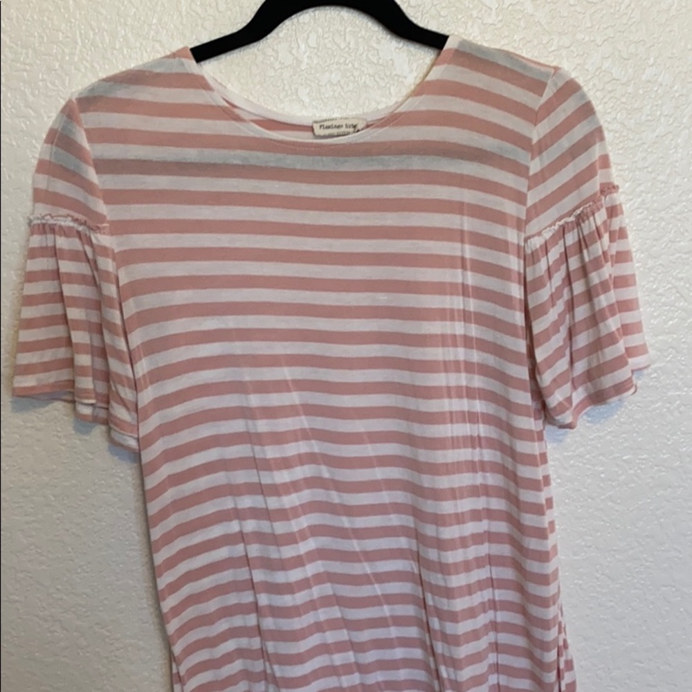 Pink and cream striped t shirt